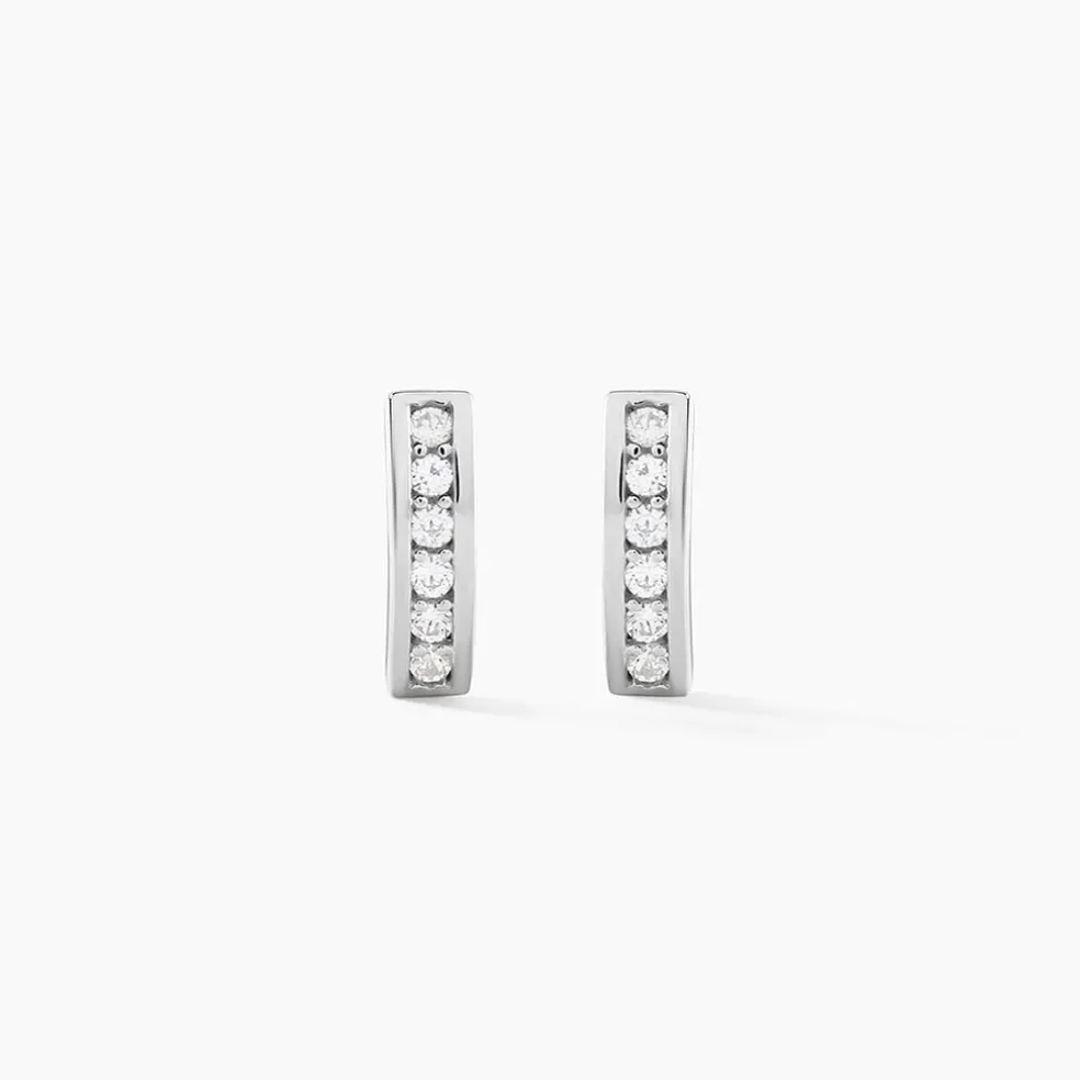 Créoles Tuna Rondes Argent Blanc Oxyde De Zirconium