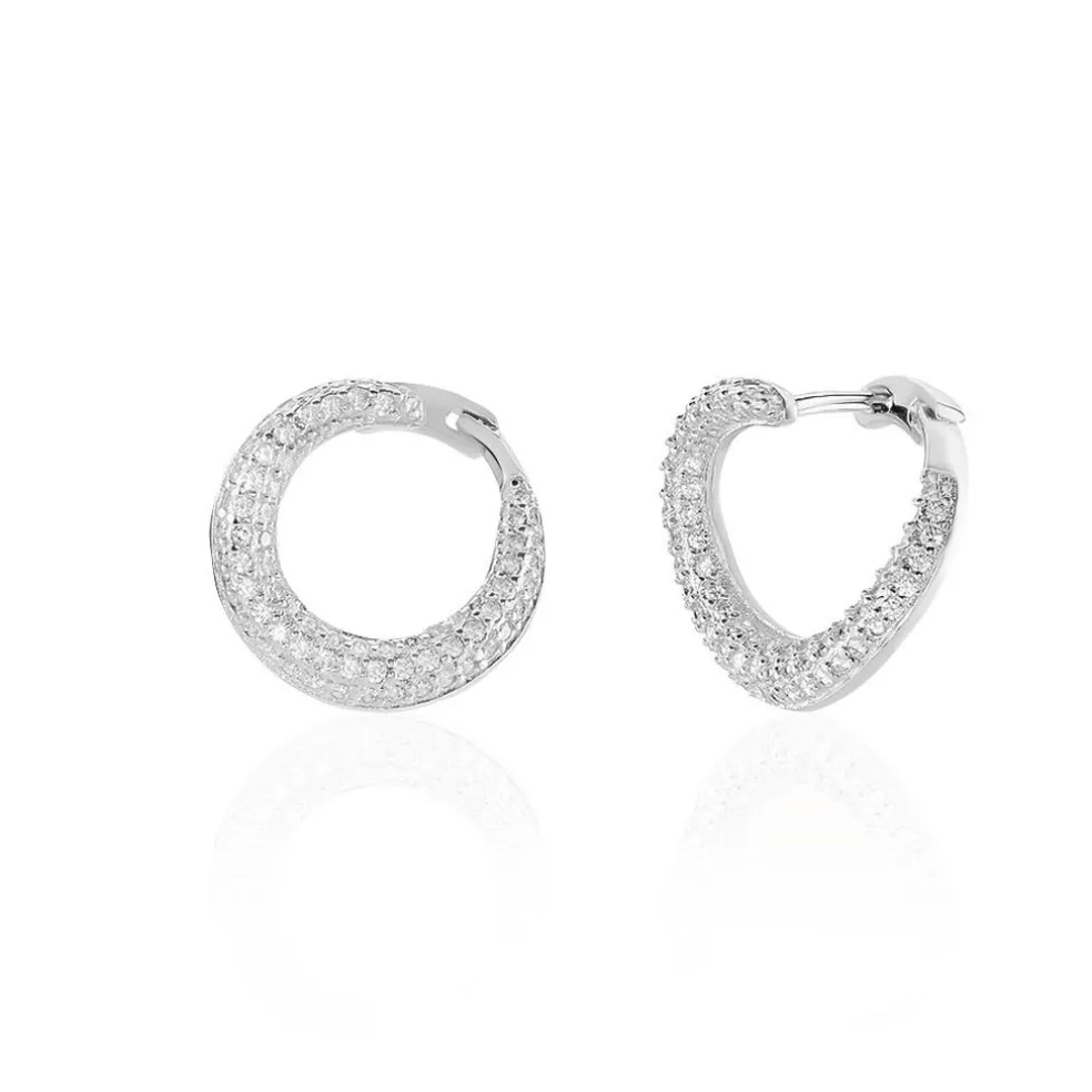 Créoles Uwe Argent Blanc Oxyde De Zirconium