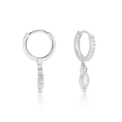 Créoles Ysee Argent Blanc Oxyde De Zirconium