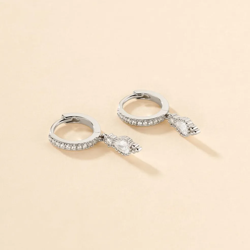 Créoles Ysee Argent Blanc Oxyde De Zirconium