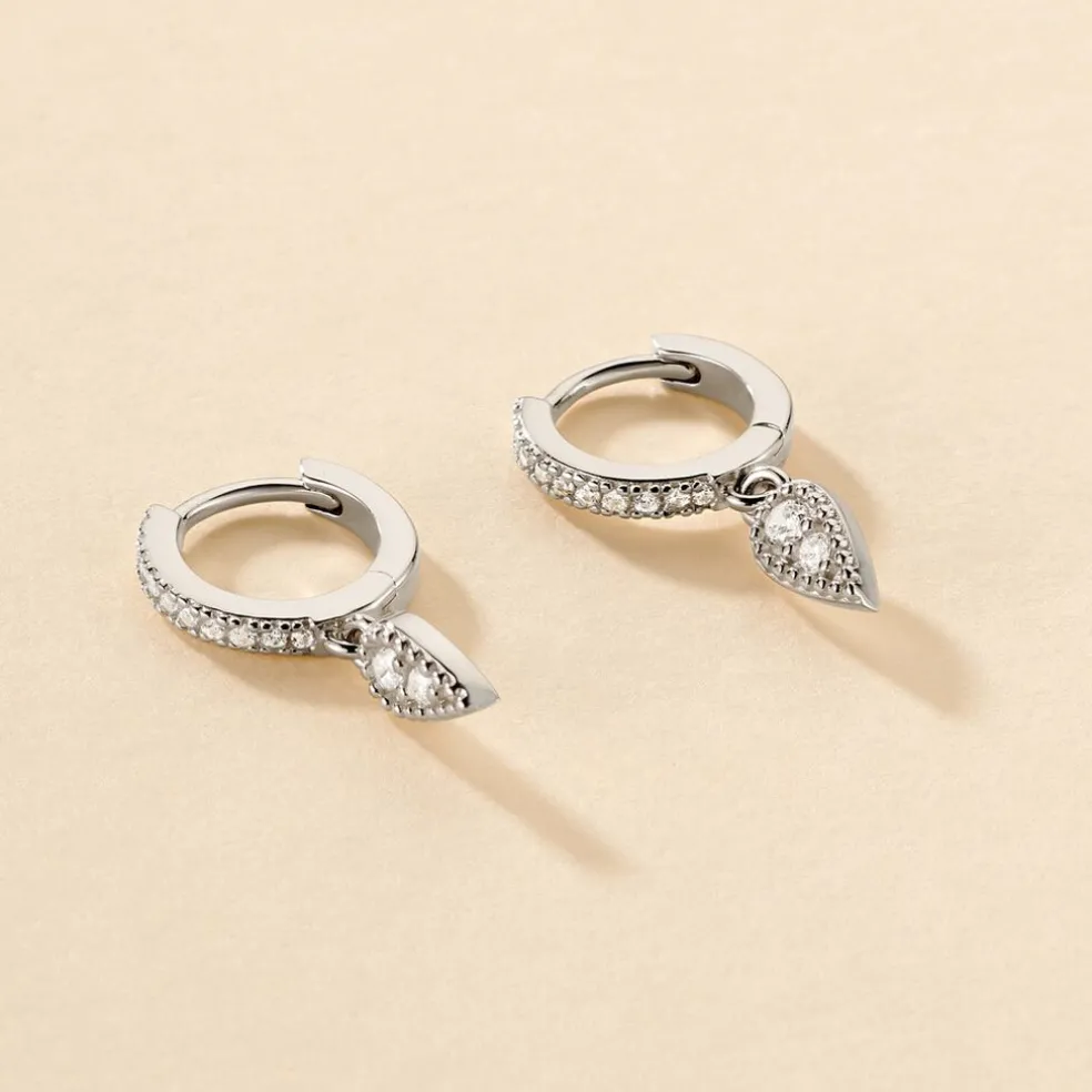 Créoles Ysee Argent Blanc Oxyde De Zirconium