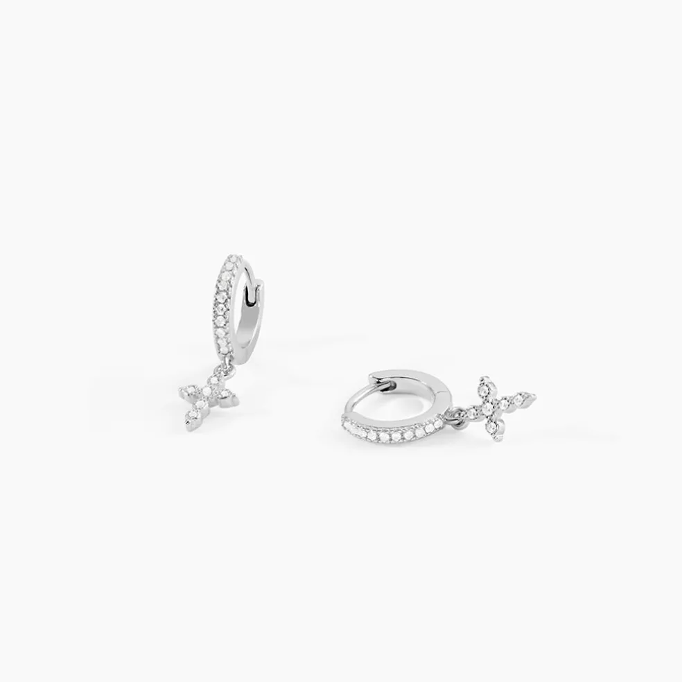Créoles Ysee Argent Blanc Oxyde De Zirconium