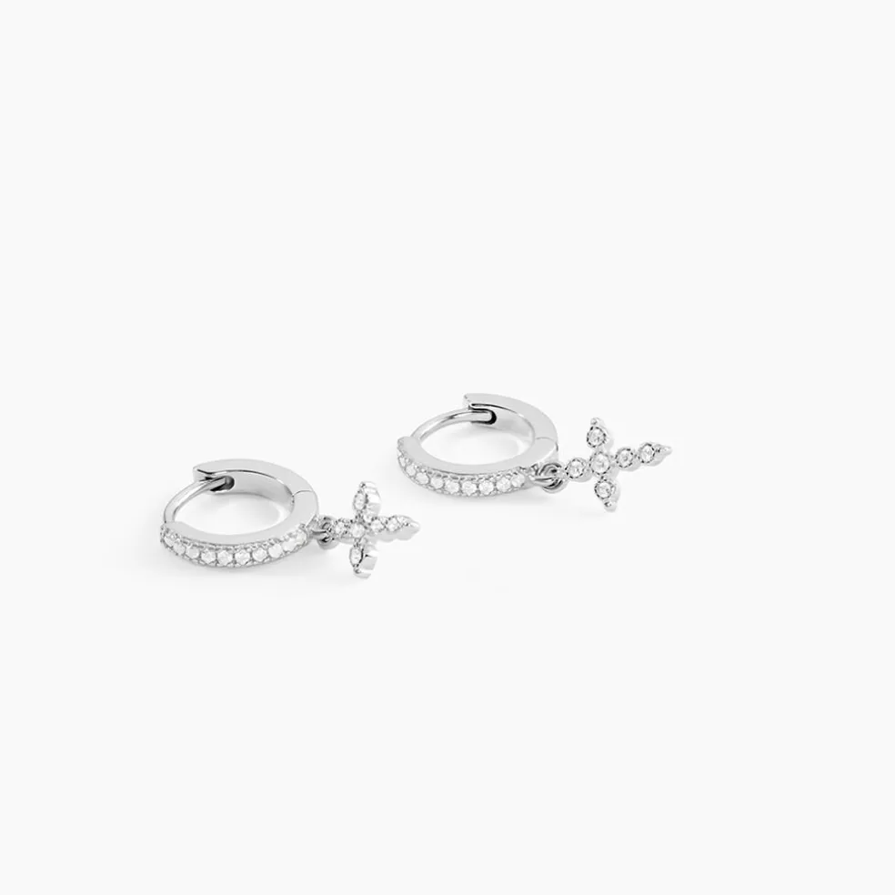Créoles Ysee Argent Blanc Oxyde De Zirconium