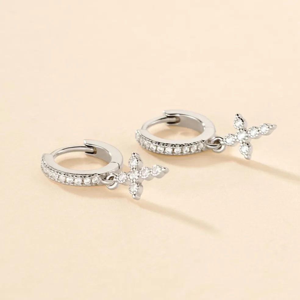 Créoles Ysee Argent Blanc Oxyde De Zirconium