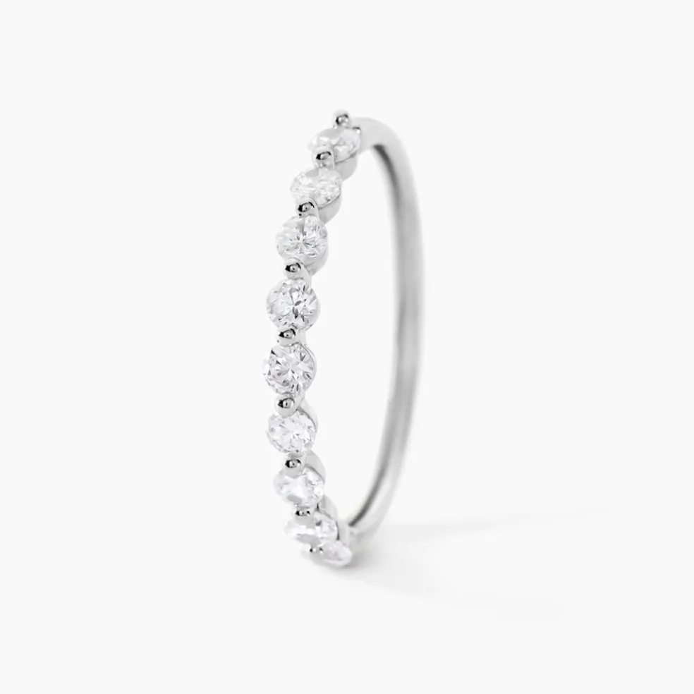 Demi Alliance Or Blanc Eclat D'etoile Oxyde De Zirconium