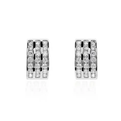 Demi Créoles Or Blanc Jacobea Oxyde De Zirconium