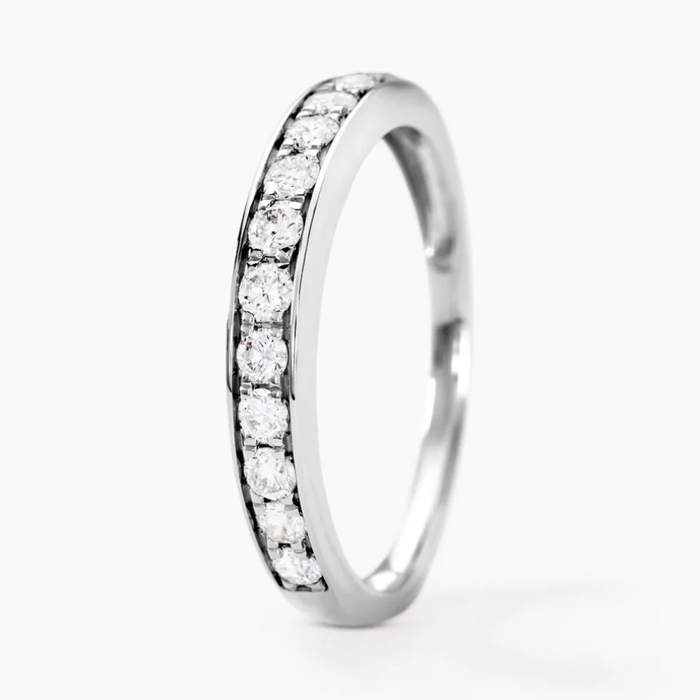 Demi-alliance Or Blanc Valentine Diamant Synthetique
