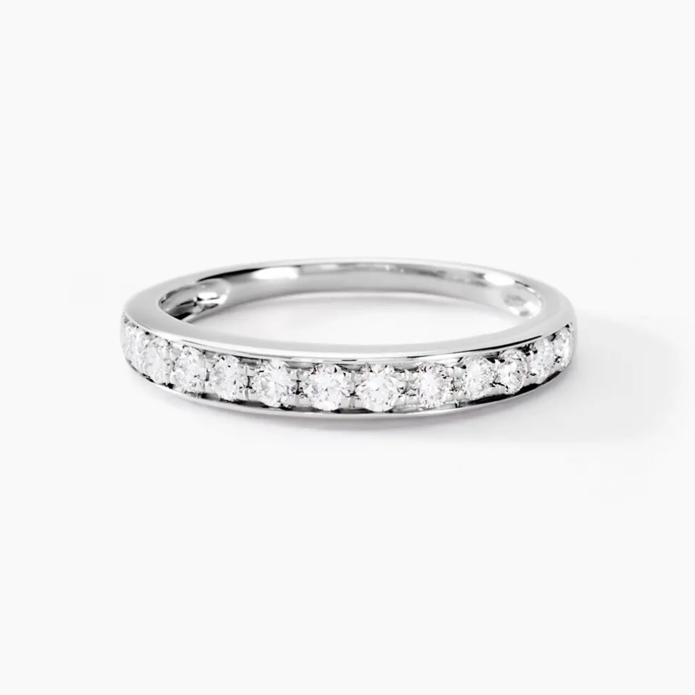 Demi-alliance Or Blanc Valentine Diamant Synthetique