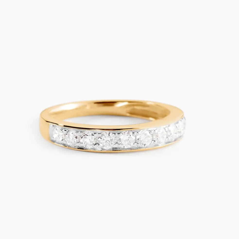 Demi-alliance Or Jaune Valentine Diamants Synthetique