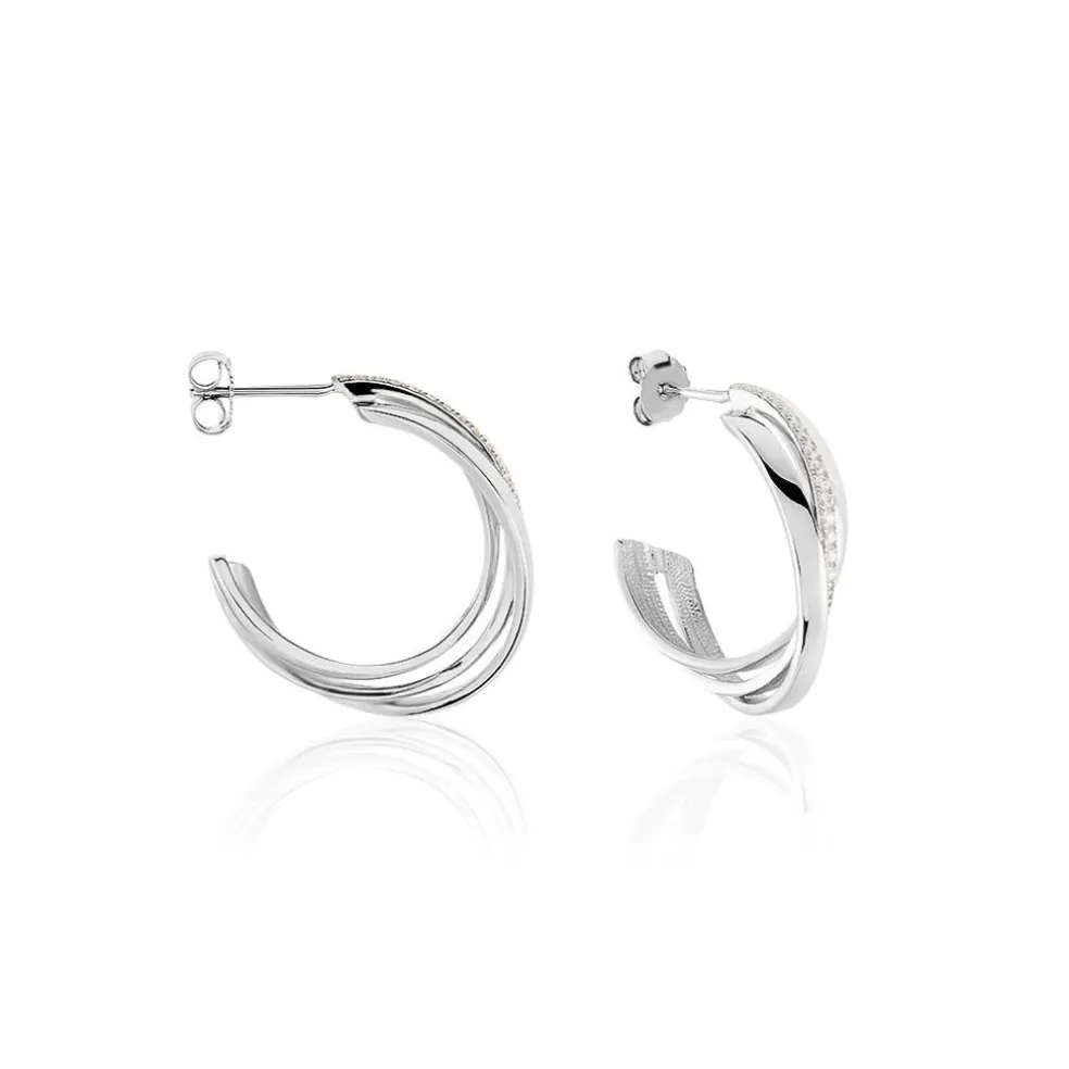 Demi-créoles Argent Blanc Laureat Oxydes De Zirconium