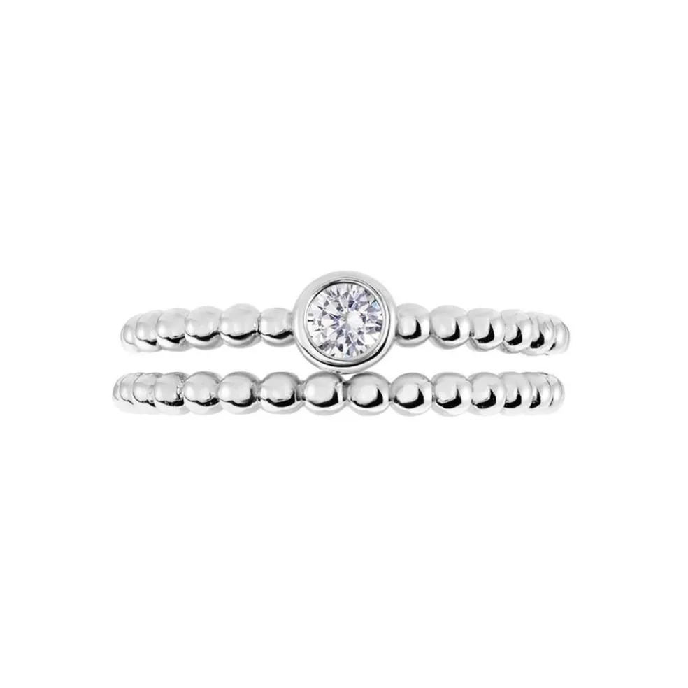 Duo De Bagues Roseli Argent Blanc Oxyde De Zirconium