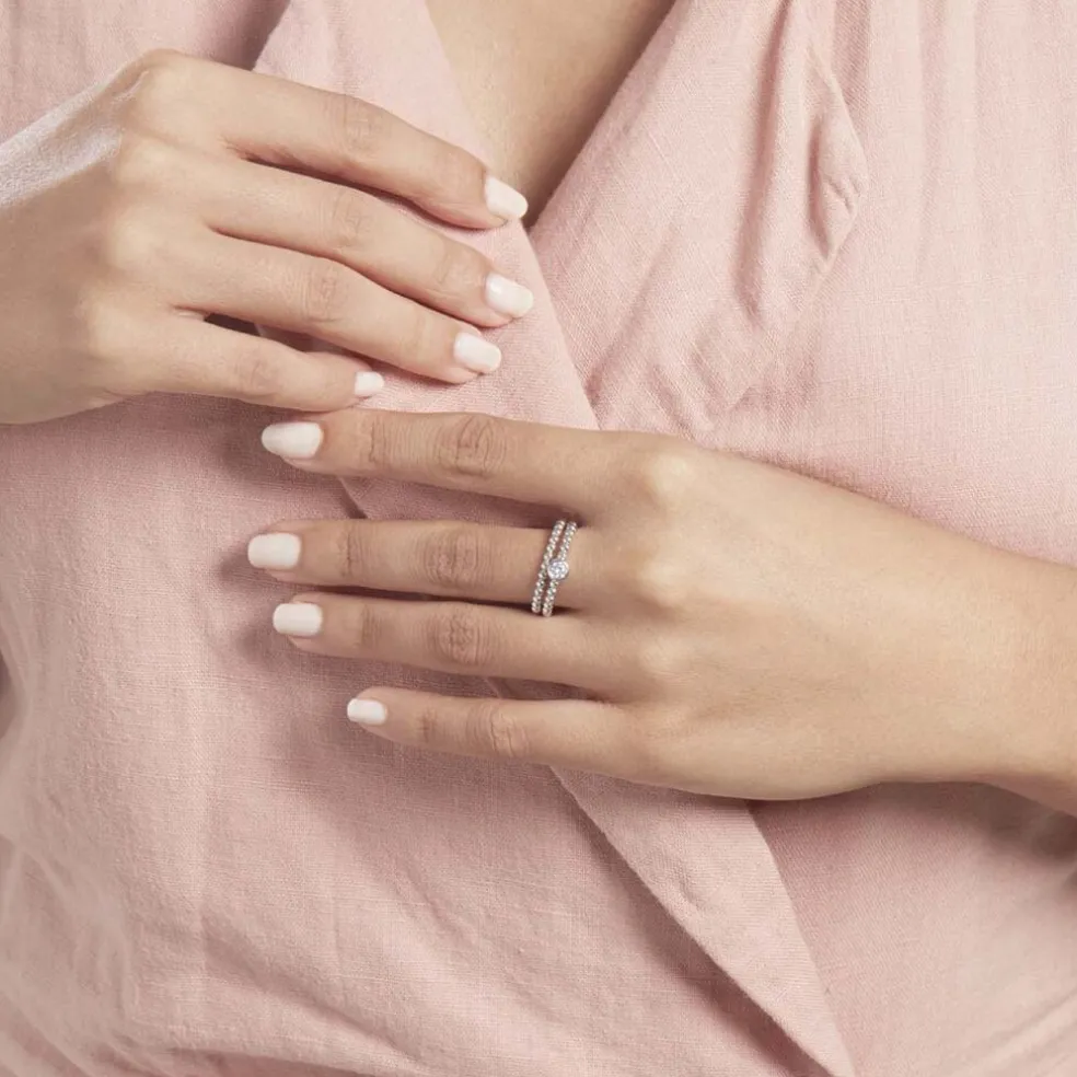 Duo De Bagues Roseli Argent Blanc Oxyde De Zirconium