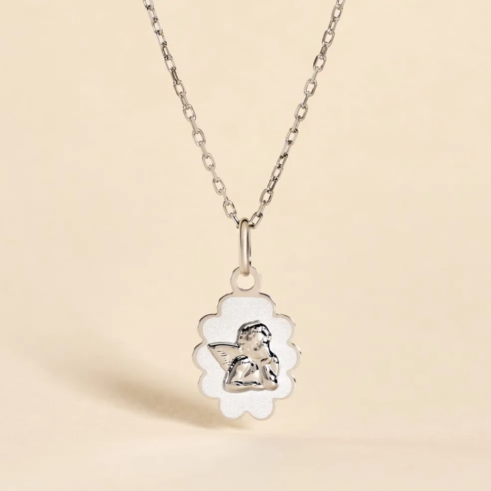 Pendentif Ange Nuage Or Blanc