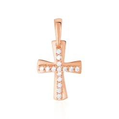 Pendentif Canice Croix Or Rose Oxyde De Zirconium