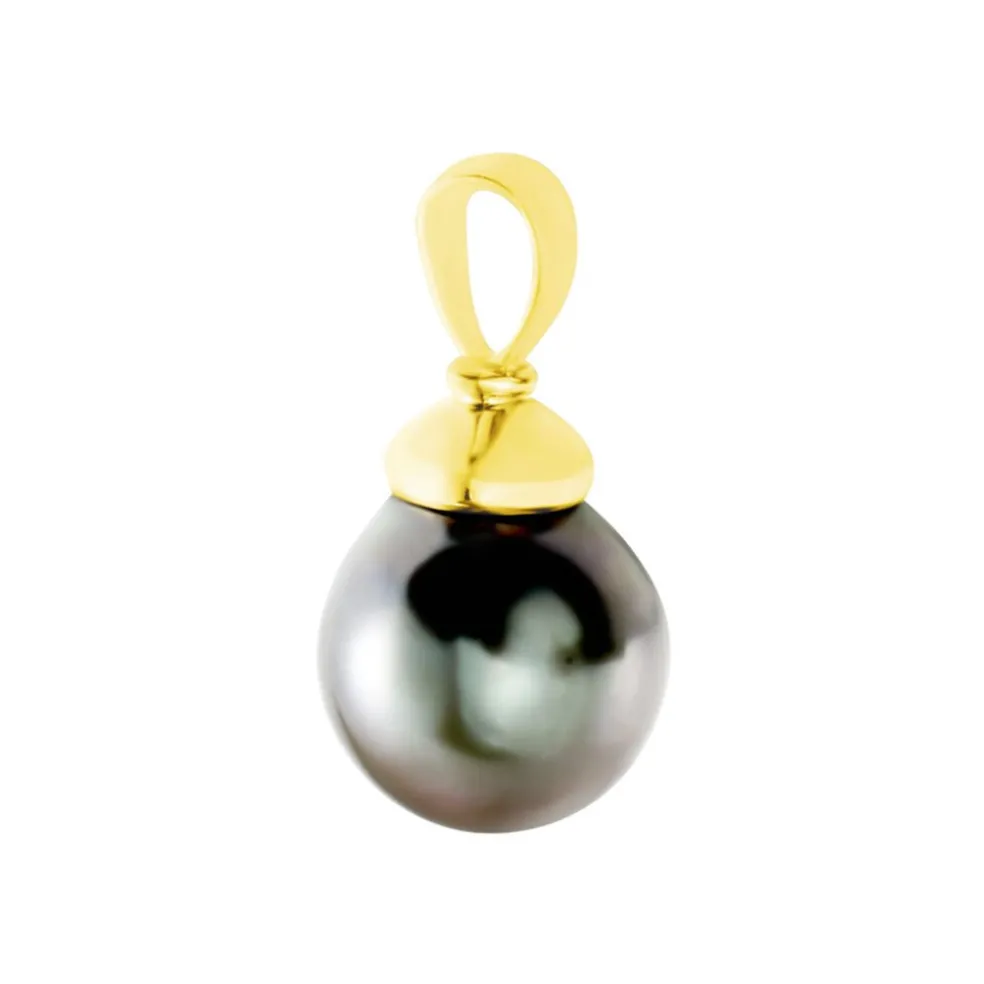 Pendentif Cerclee Or Jaune Perle De Culture De Tahiti
