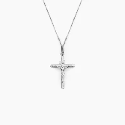 Pendentif Damian Croix Or Blanc