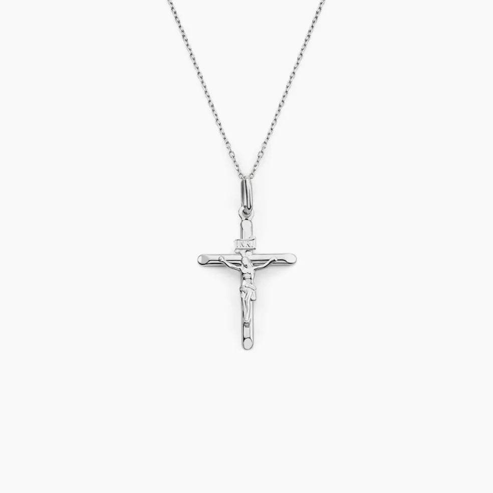 Pendentif Damian Croix Or Blanc