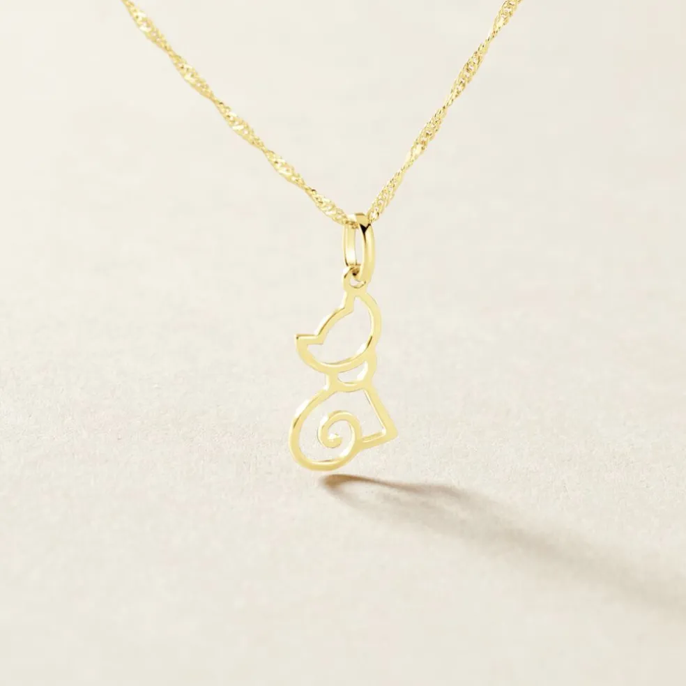Pendentif Egee Chat Or Jaune