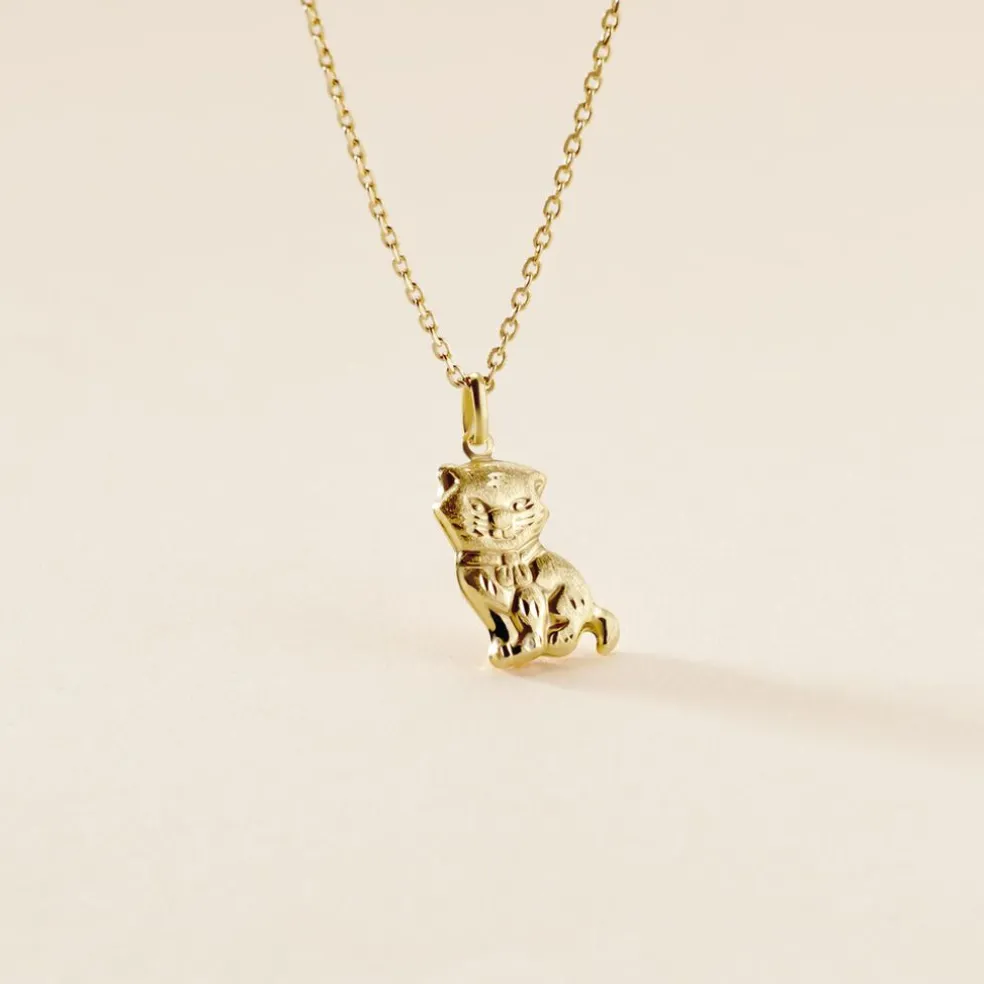 Pendentif Egee Chat Or Jaune