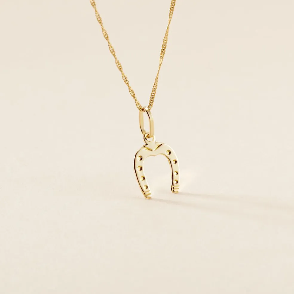 Pendentif Egide Fer A Cheval Or Jaune