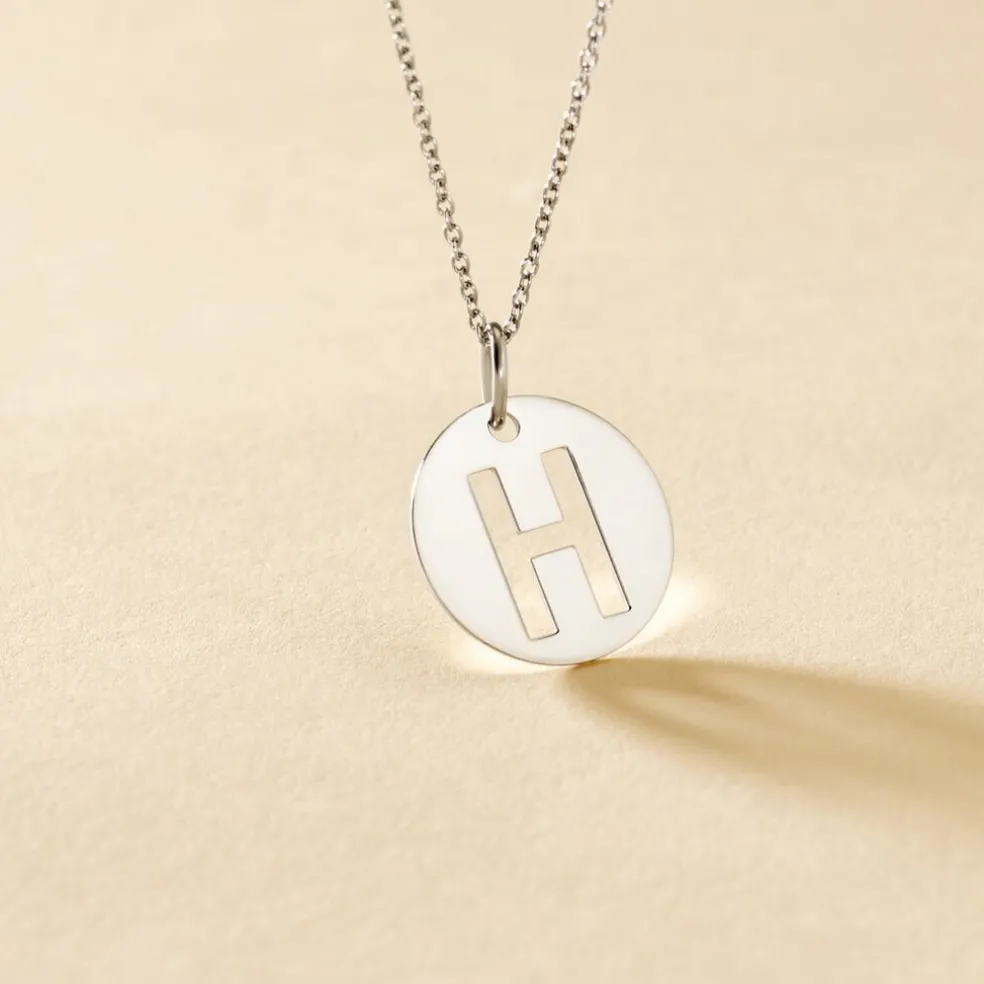 Pendentif Elio H Argent Blanc