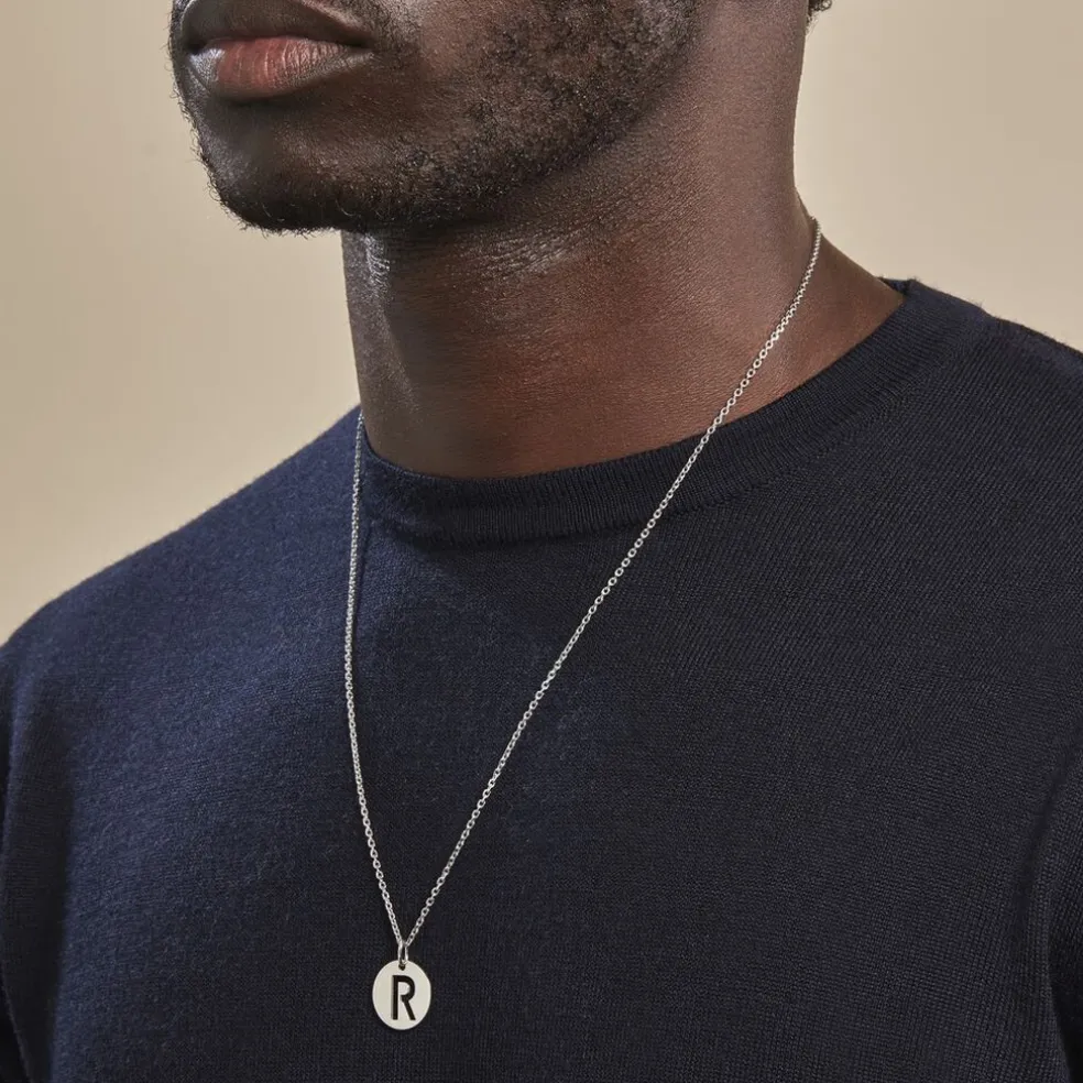 Pendentif Elio R Argent Blanc