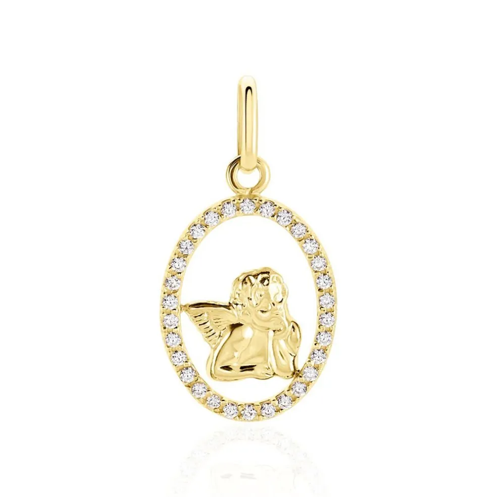 Pendentif Engin Or Jaune Oxyde De Zirconium