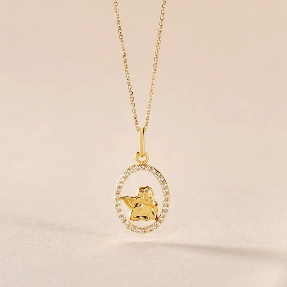 Pendentif Engin Or Jaune Oxyde De Zirconium