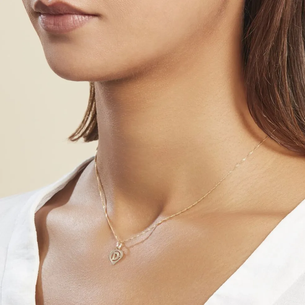 Pendentif Eudocie Coeur Lettre Or Jaune