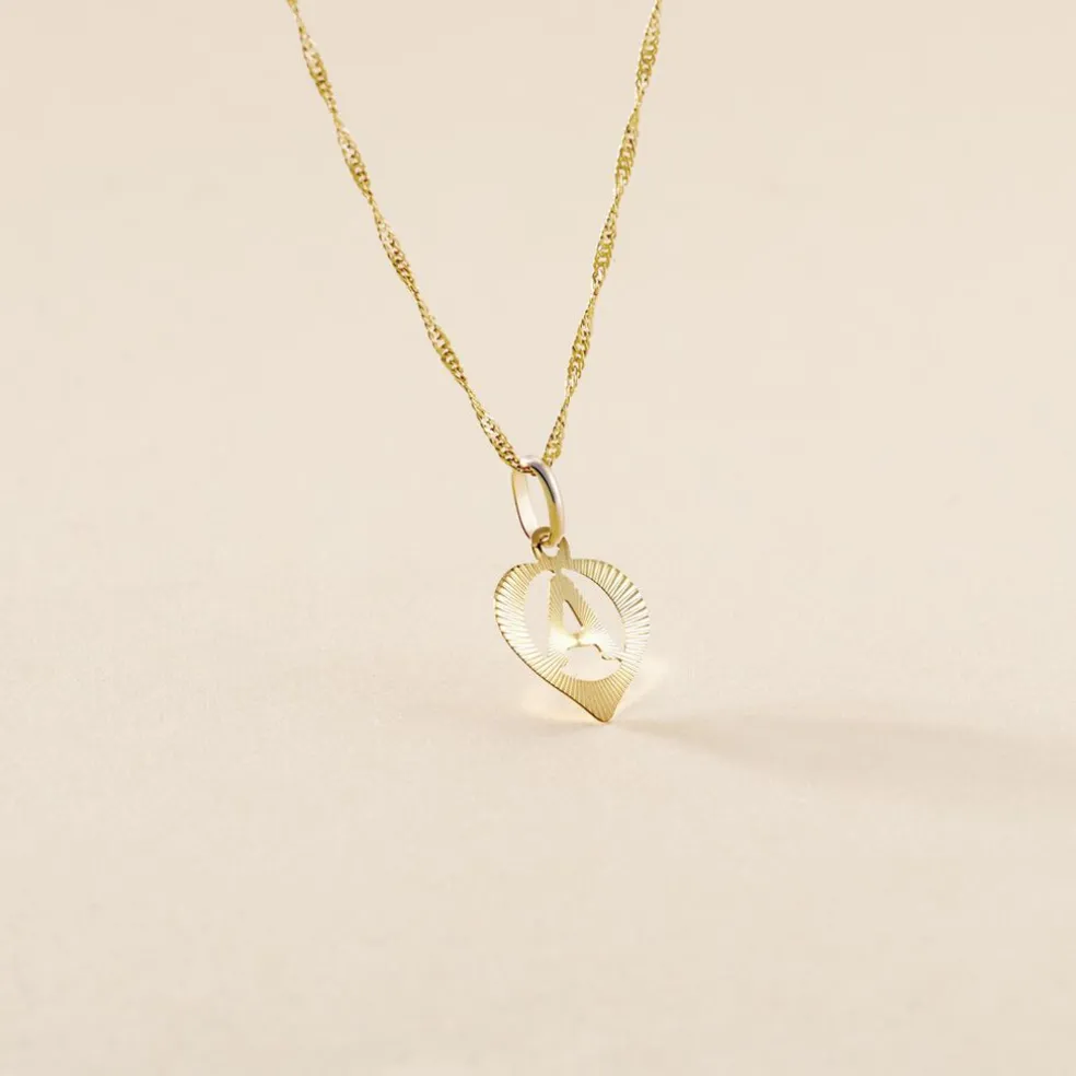 Pendentif Eudocie Coeur Lettre Or Jaune