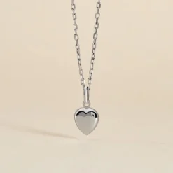Pendentif Eudocie Coeur Lisse Or Blanc