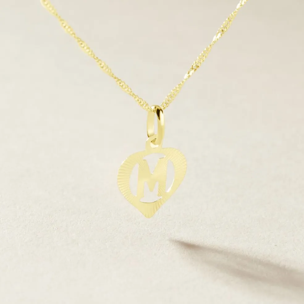 Pendentif Eudocie Coeur Lettre Or Jaune