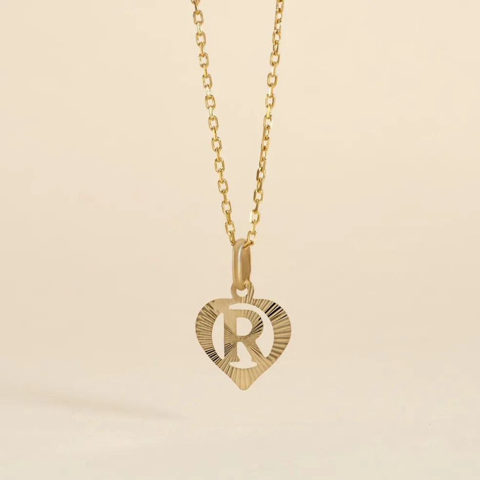 Pendentif Eudocie Coeur Lettre Or Jaune