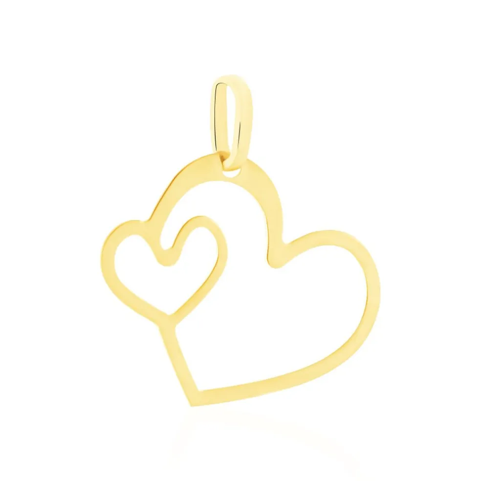 Pendentif Eudocie Coeurs Diamantes Or Jaune