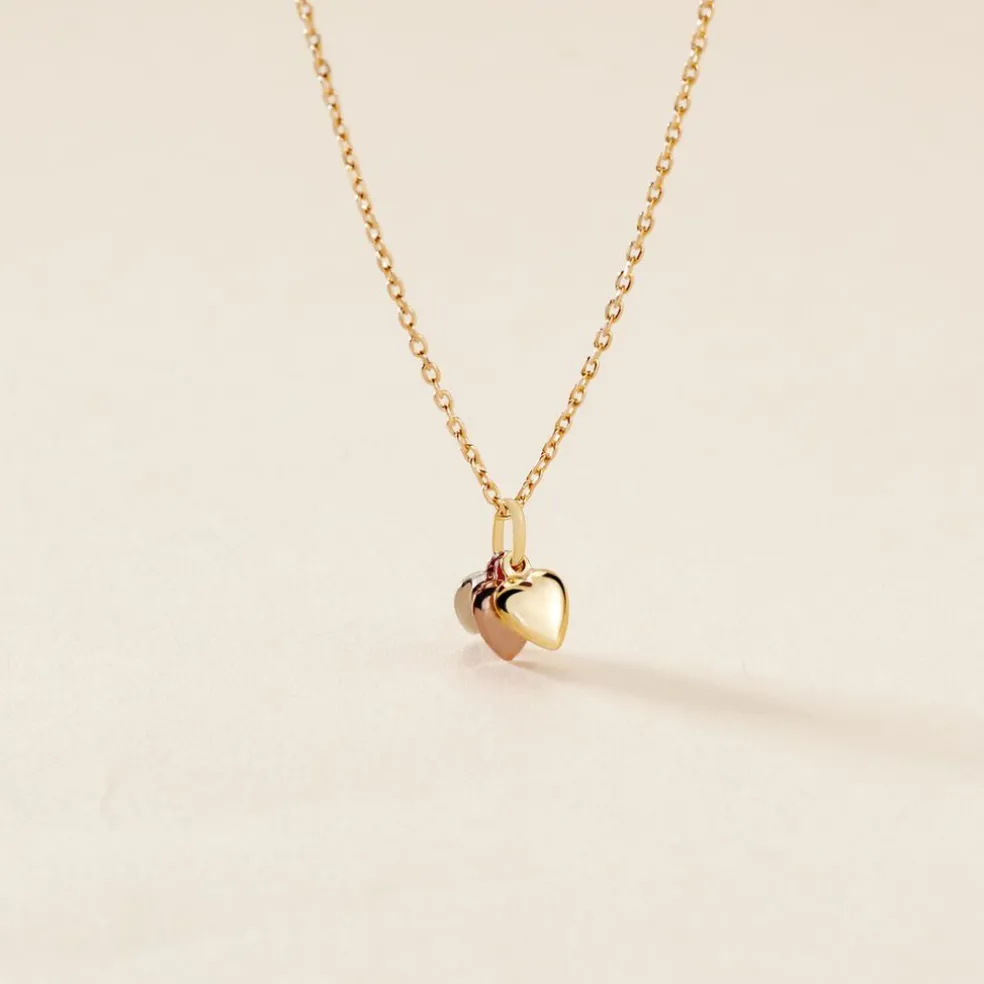 Pendentif Eudocie Triple Coeurs Or Tricolore