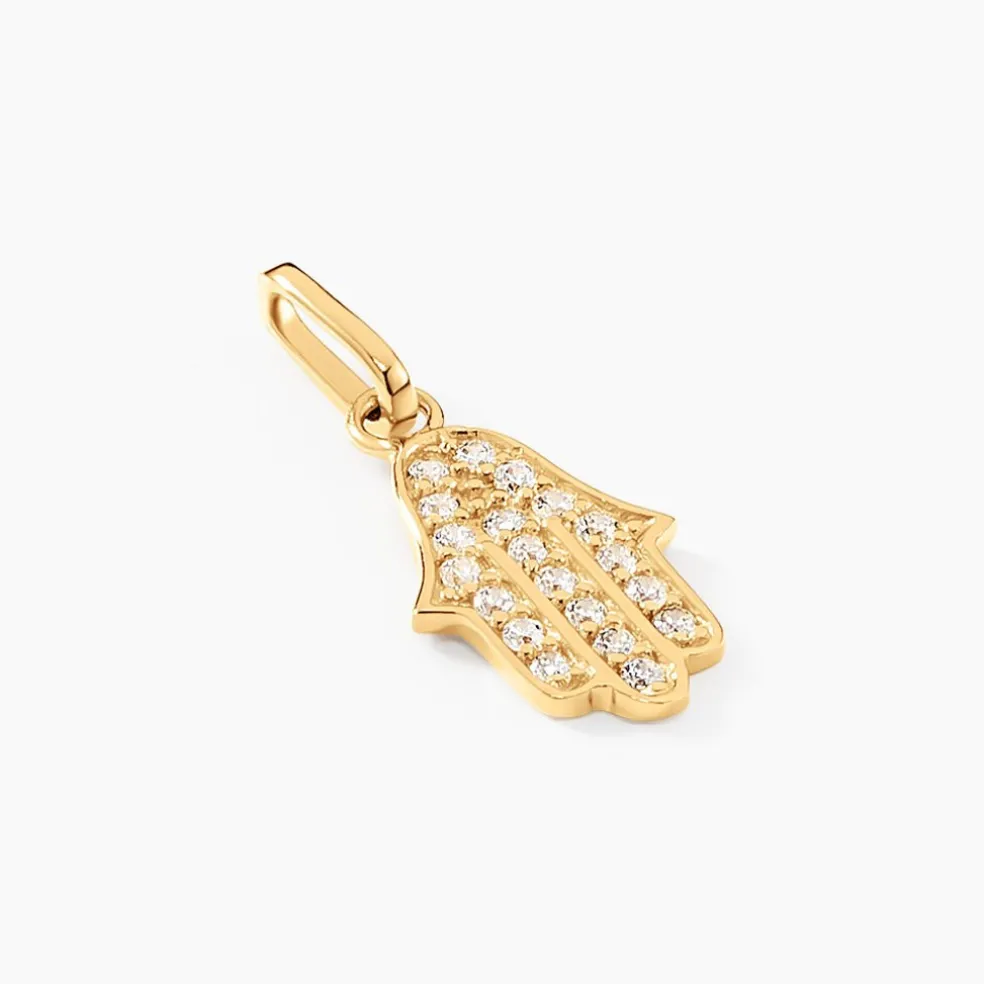 Pendentif Fatima Or Jaune Oxyde De Zirconium