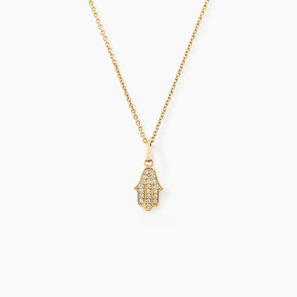 Pendentif Fatima Or Jaune Oxyde De Zirconium