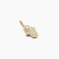 Pendentif Fatima Or Jaune Oxyde De Zirconium
