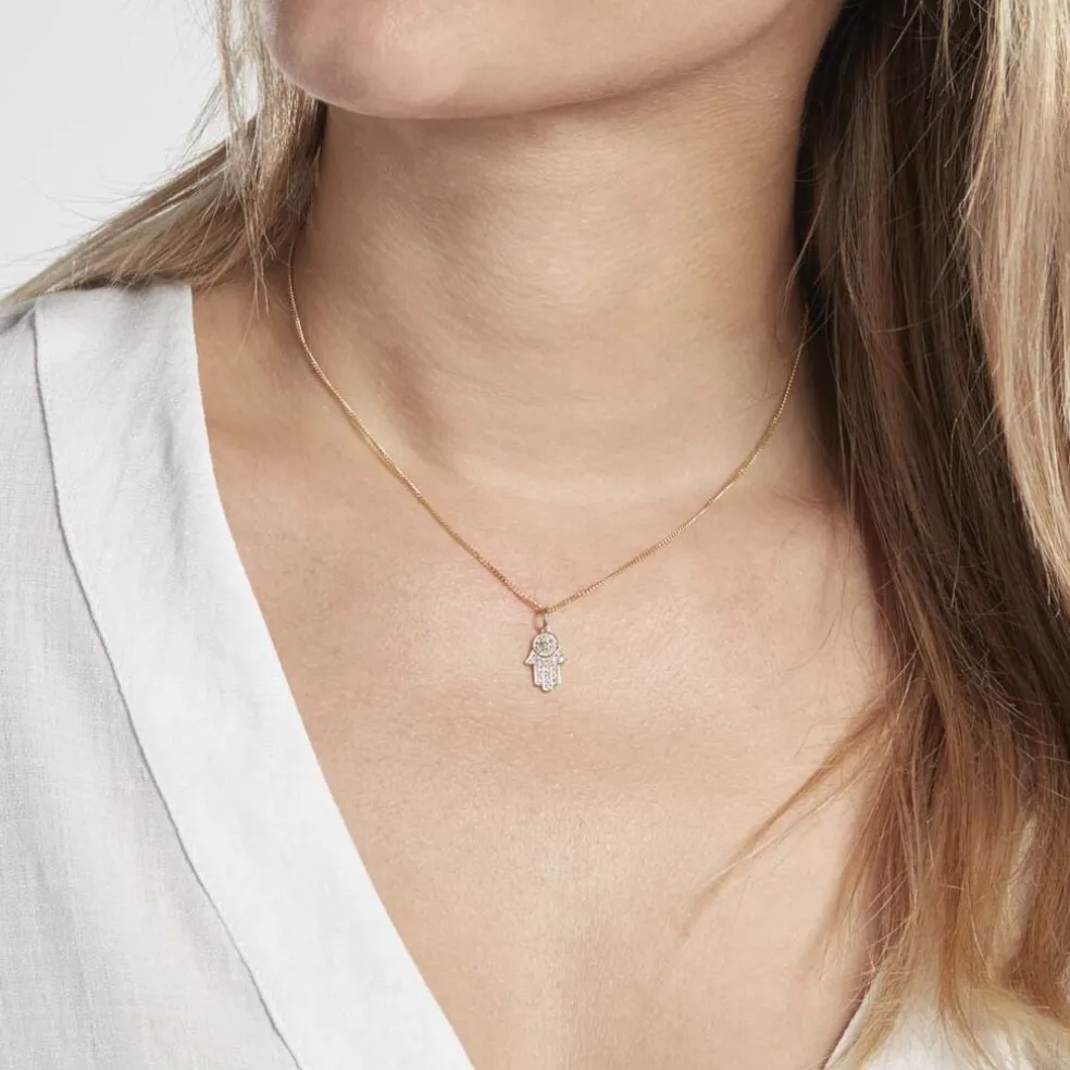 Pendentif Fatima Or Jaune Oxyde De Zirconium