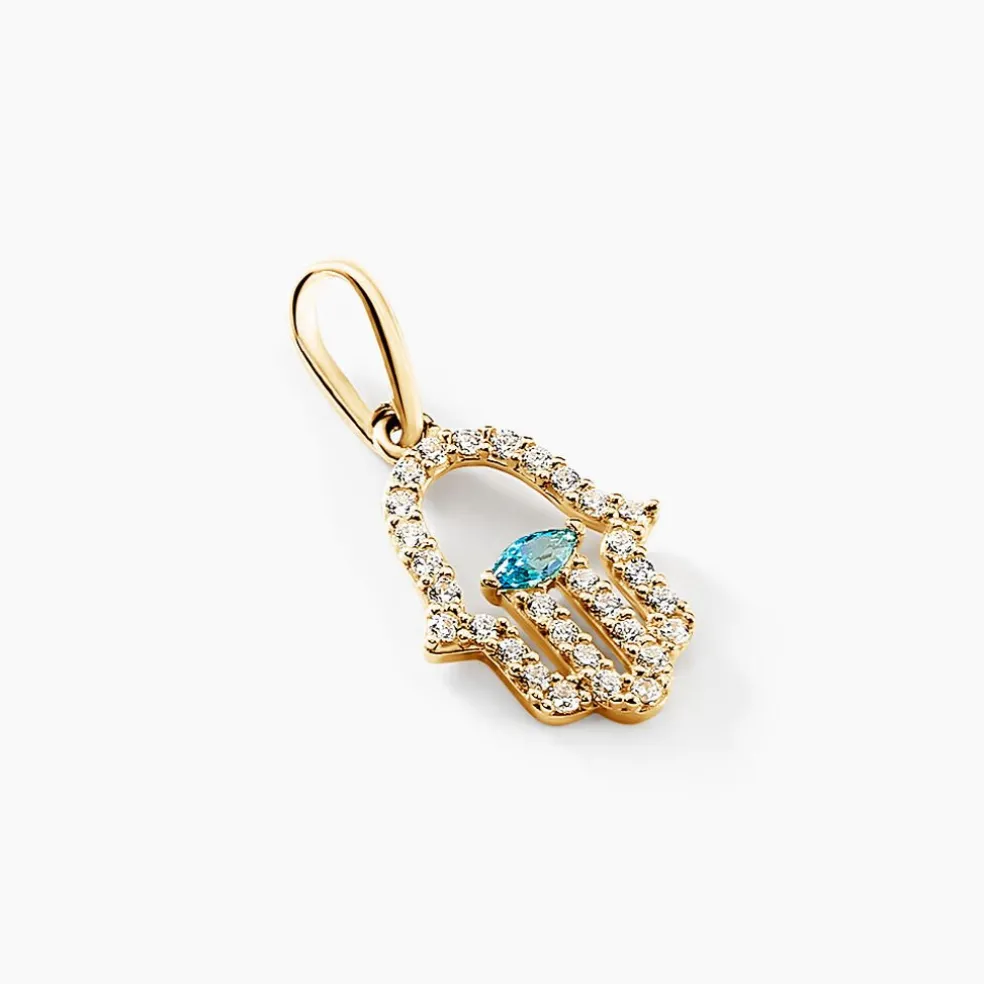 Pendentif Fatima Or Jaune Oxyde De Zirconium