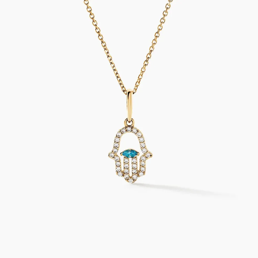 Pendentif Fatima Or Jaune Oxyde De Zirconium