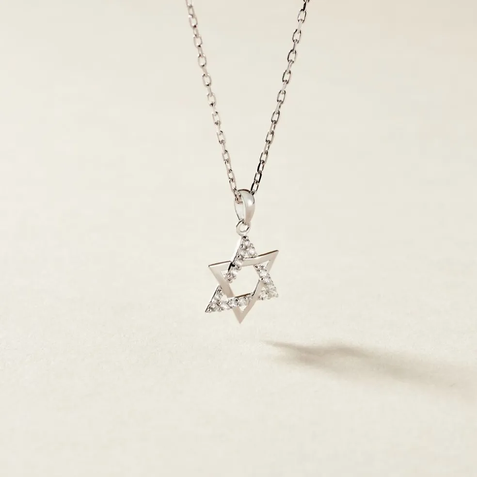 Pendentif Faye Or Blanc Oxyde De Zirconium
