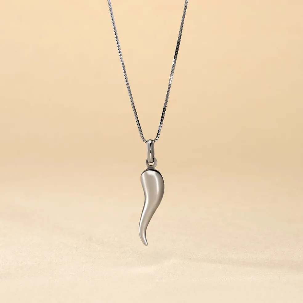 Pendentif Felicette Corne Abondance Or Blanc