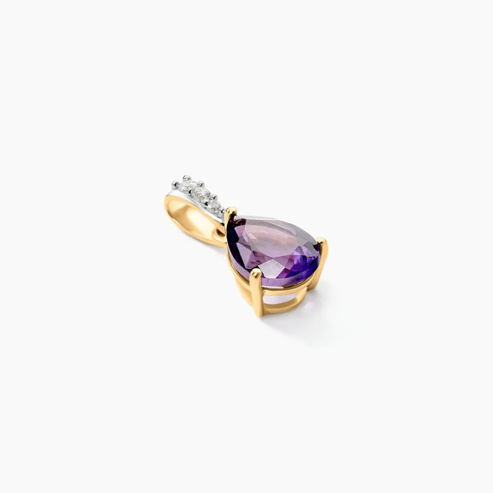Pendentif Gorgel Or Jaune Améthyste Oxyde De Zirconium