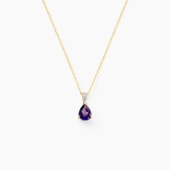 Pendentif Gorgel Or Jaune Améthyste Oxyde De Zirconium