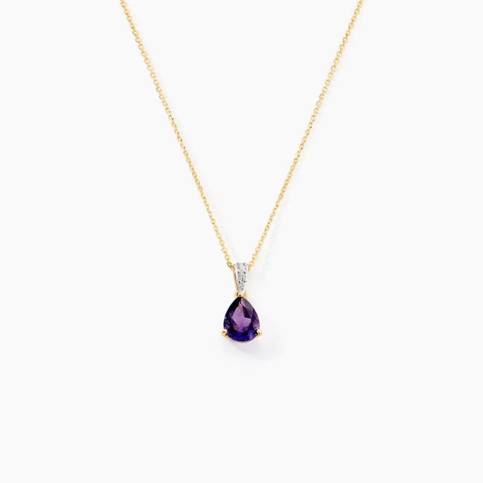 Pendentif Gorgel Or Jaune Améthyste Oxyde De Zirconium