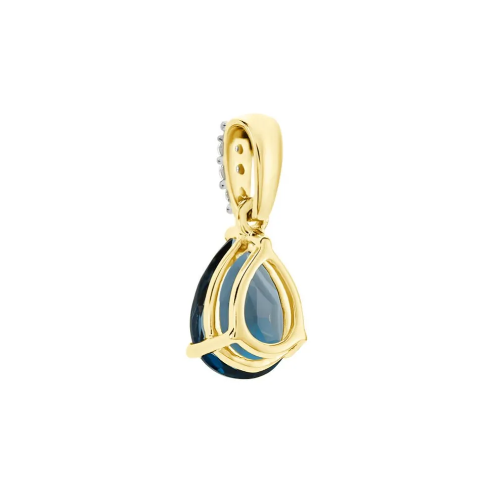 Pendentif Gorgel Or Jaune Topaze Oxyde De Zirconium