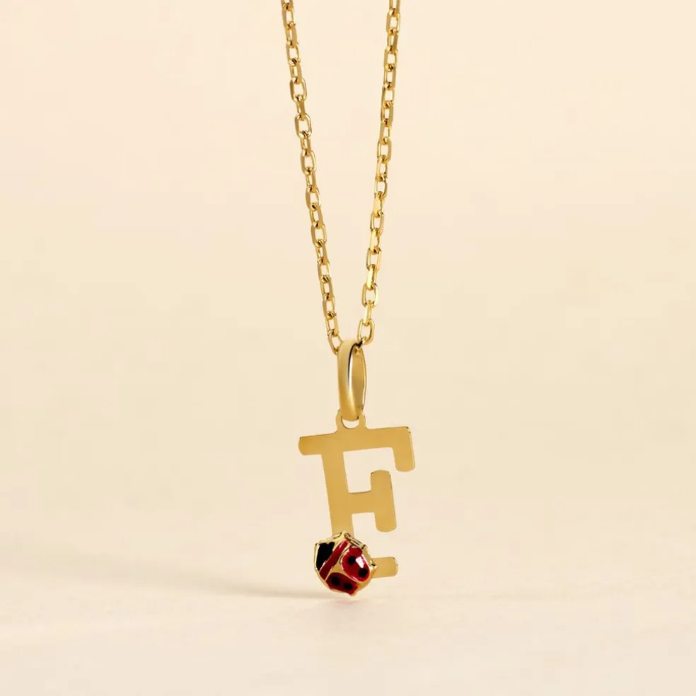 Pendentif Helidie Coccinelle Lettre Or Jaune