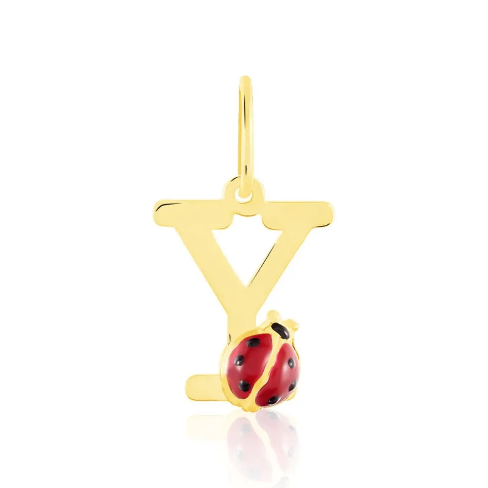 Pendentif Helidie Coccinelle Lettre Or Jaune