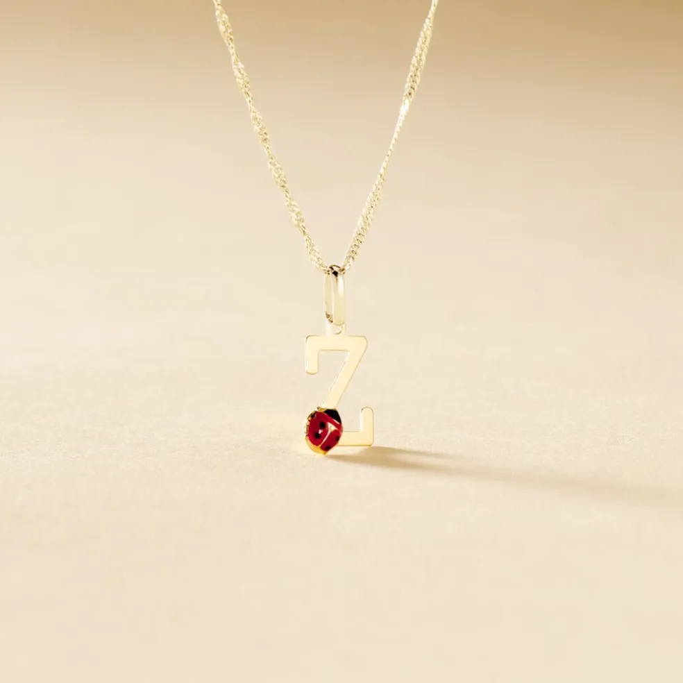 Pendentif Helidie Coccinelle Lettre Or Jaune